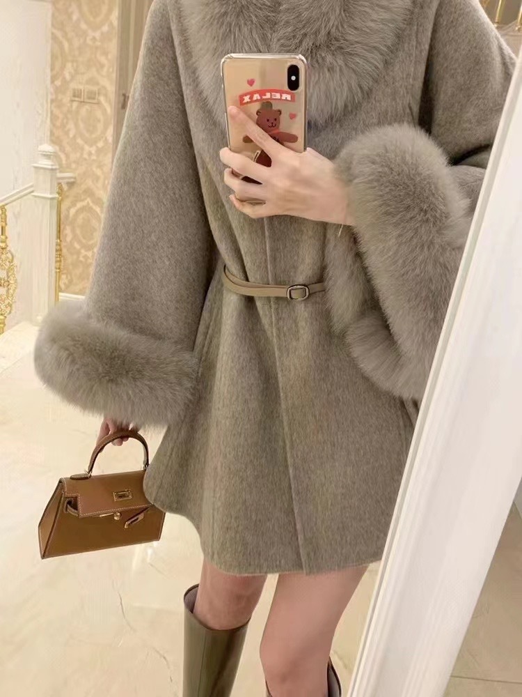 Demi-season double-sided cashmere trench coat