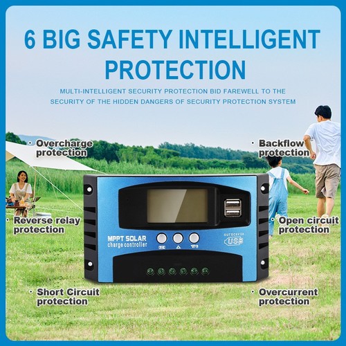 Solar Panel Controller MPPT 12V 24V Charging Controller Dual USB DC Rechargeable Lithium Battery