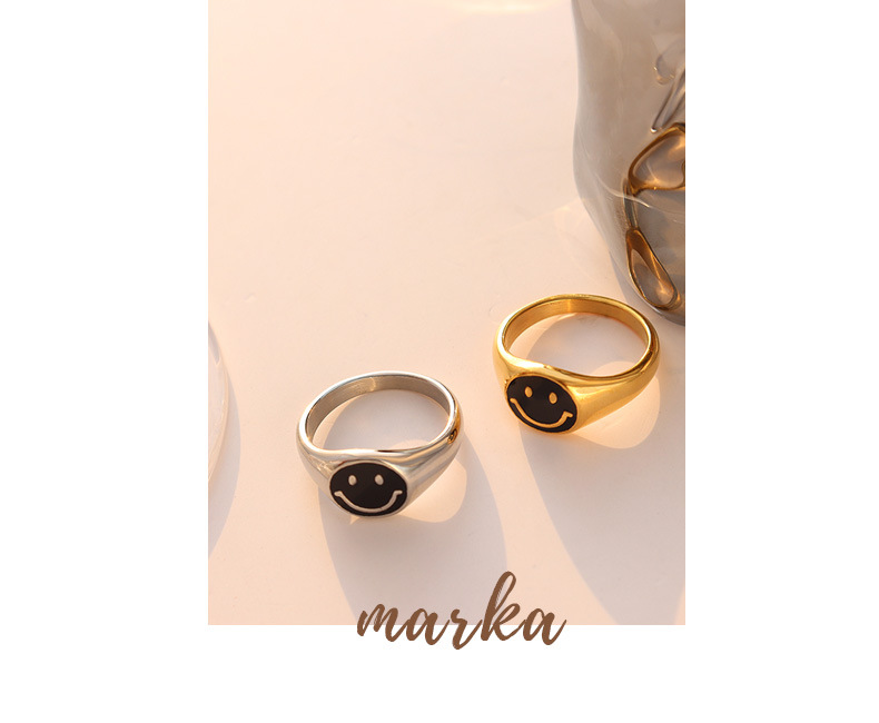 Fashion Smiley Face Titanium Steel Plating Metal Rings 1 Piece