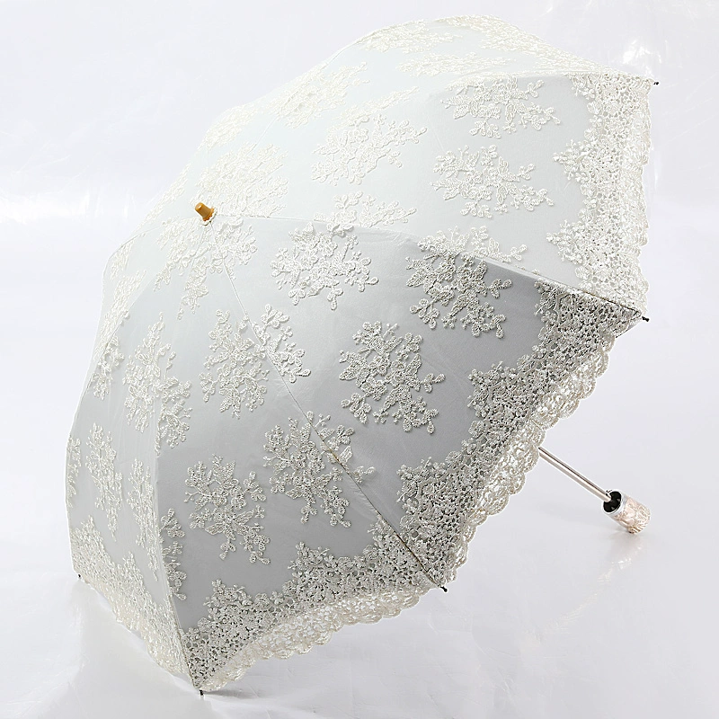 Double-layer umbrella solar-powered for princess, sun protection, UV protection, with embroidery