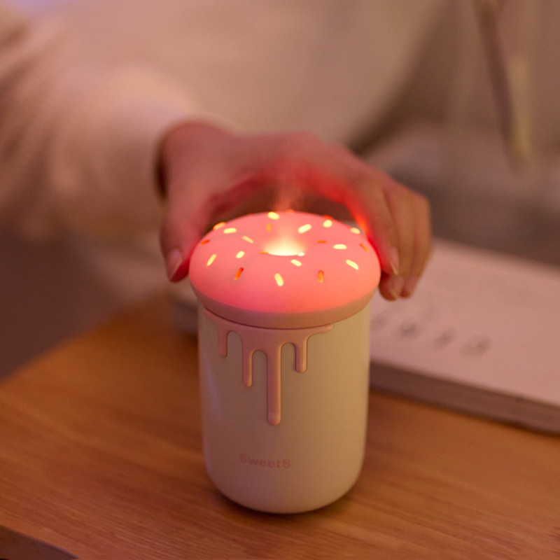新款甜心加湿器 家用卧室可爱桌面usb创意氛围灯喷雾空气净化器|ru