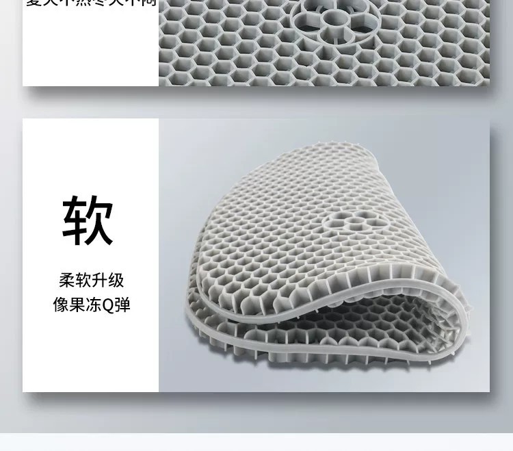 Thickened car seat cushion, summer honeycomb gel ice silk universal office seat cushion, silicone breathable cooling pad for trucks