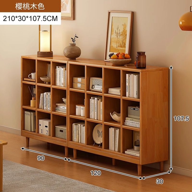 Estantería de madera maciza, cajones de piso a techo, armarios de sala de estar, armarios de rejilla combinados contra la pared, estantes de almacenamiento, estanterías cortas integradas