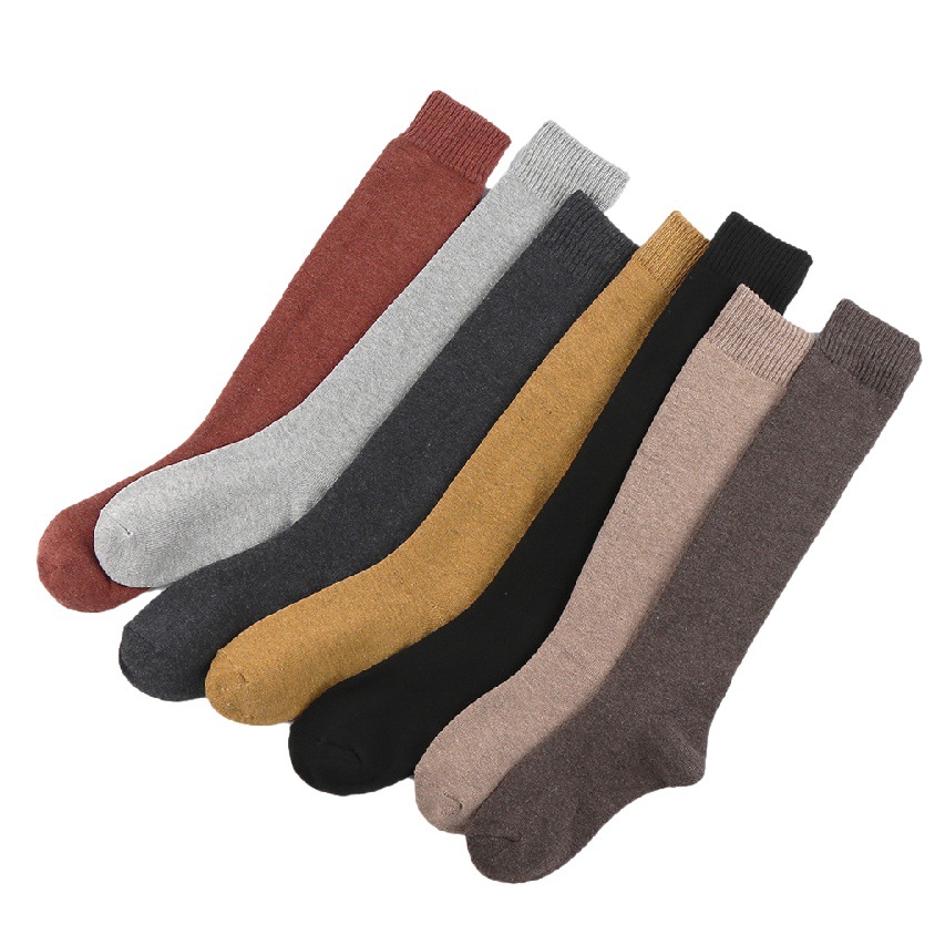 Zhuji calcetines de pantorrilla de otoño e invierno calcetines de mujer jk calcetines de pierna adelgazantes calcetines de algodón cálido de color sólido calcetines de felpa gruesos con forro polar