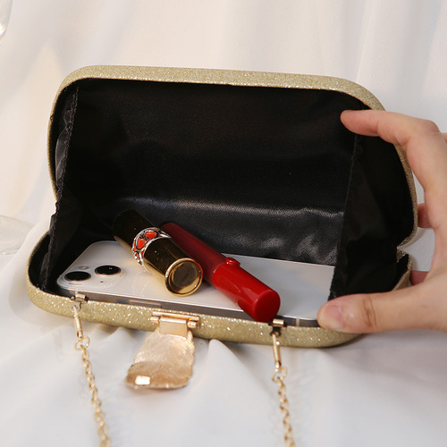 Cross-border 2024 new style dinner bag metal leaf box bag small square bag banquet dress clutch bag small clutch bag for women
