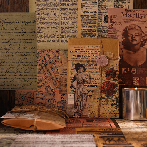 Classical historical records series handbook material paper retro handbook material book creative English alphabet stationery sticker set