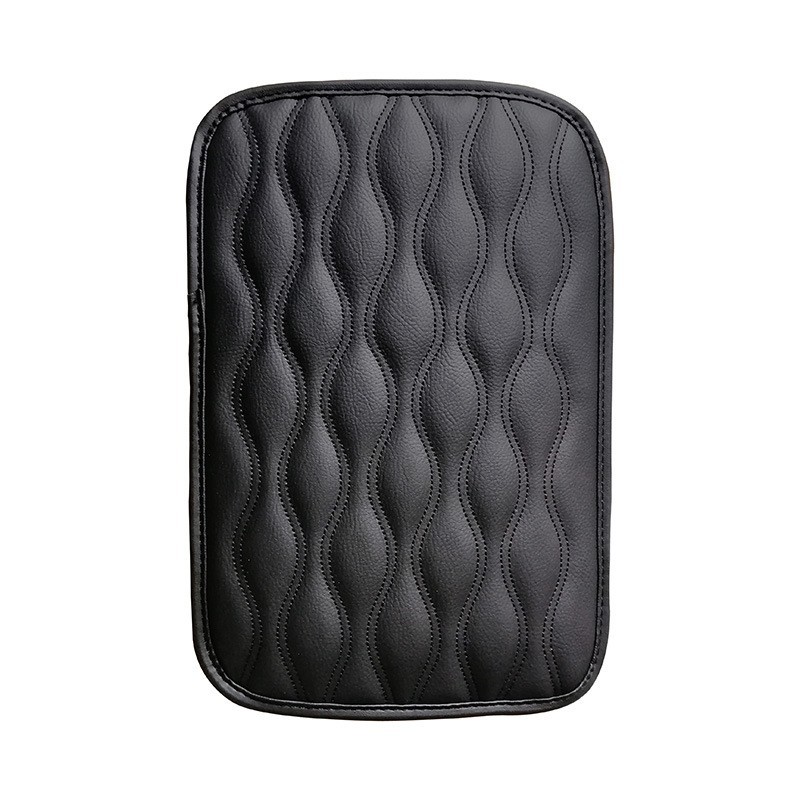 Universal – Armrest box pad new perforated armrest cover - wave-pattern-square-pad-black