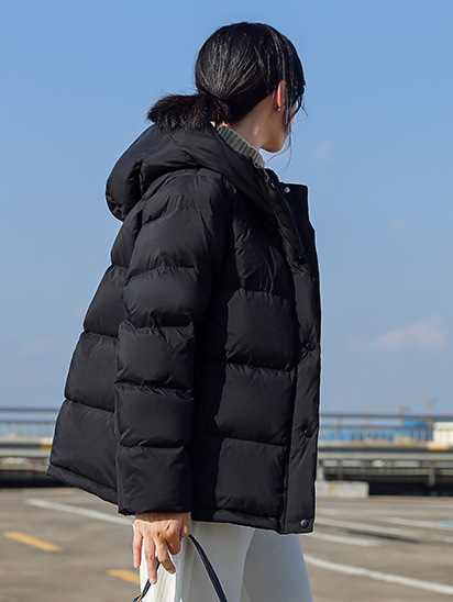 连帽小个子羽绒服女短款2025冬新款时尚休闲宽松加厚白鸭绒面包服|undefined