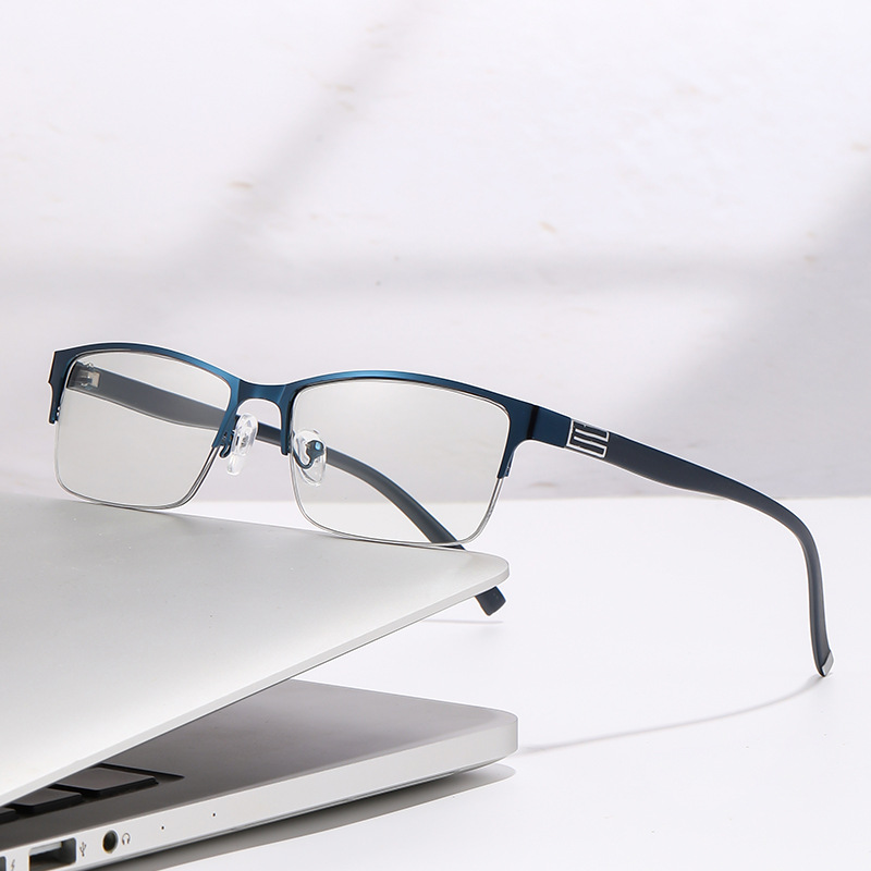 Nuevos hombres de medio marco de negocios Anti-azul gafas de luz marco clásico de los hombres gafas de miopía terminado venta al por mayor 809 miopía