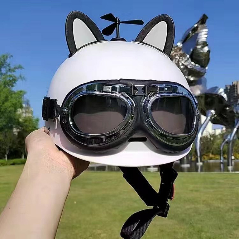 흰색 - 검은색 고양이 귀 - 선글라스