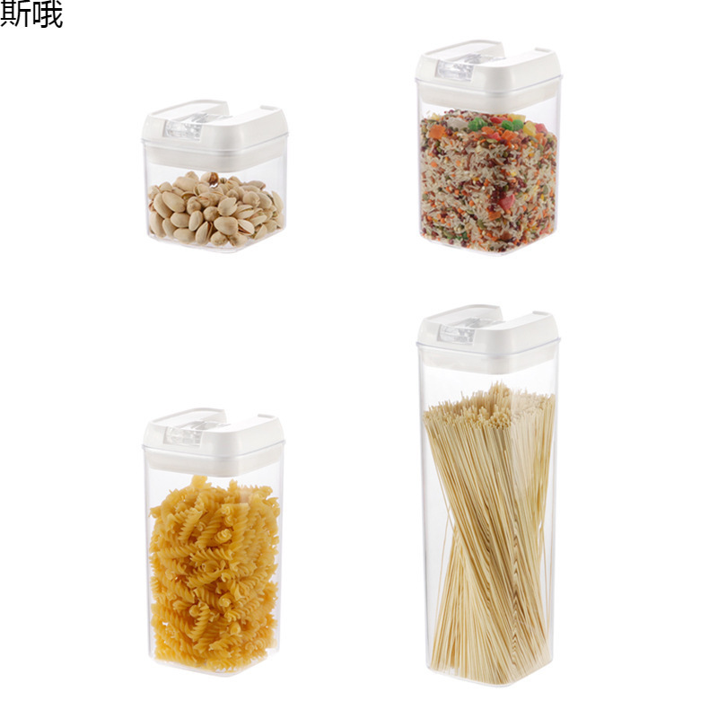 Tanque sellado para el hogar Caja de almacenamiento de cocina Almacenamiento cuadrado transparente Aperitivos frescos Tanque de granos integrales