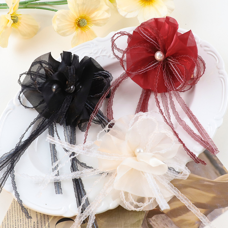 Korean-Style Beige Pearl Yarn Flower Ribbon Tassel Hair Accessory Hair Tie Gentle Hair Ornament Headband Accessory Clothing Accessory Korean-Style Beige Pearl Yarn Flower Ribbon Tassel Hair Accessory Hair Tie Gentle Hair Ornament Headband Accessory Clothing Accessory