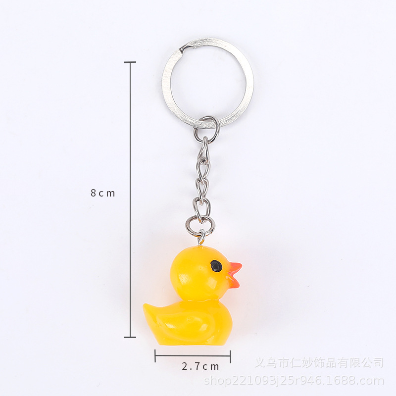かわいい漫画の小さい黄色のアヒルの樹脂のカップルはキーホルダーを包みます。