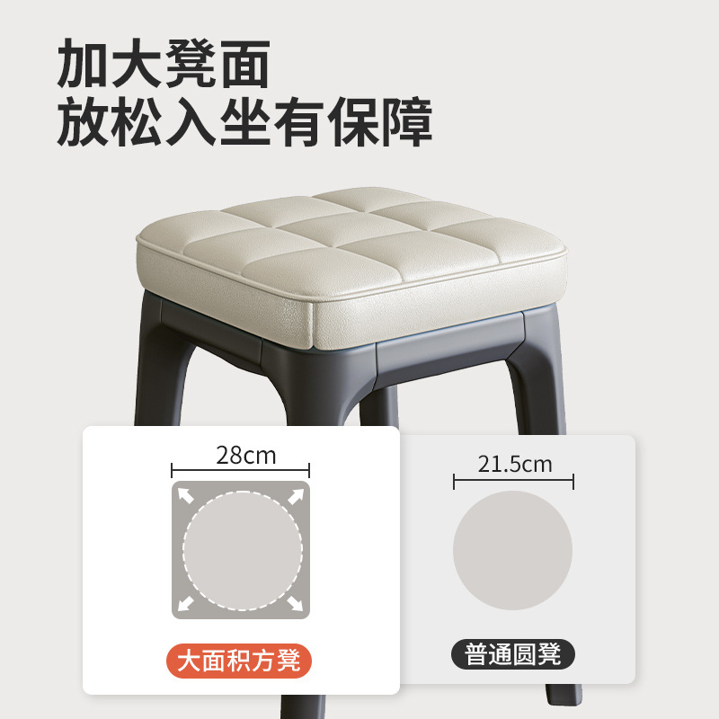 Silla de comedor del hogar taburete de plástico silla engrosada bolsa suave Banco alto apilable moderno simple comedor taburete sala de estar