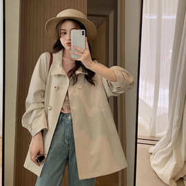 2025年法式休闲新款甜美洋气风衣外套小个子高级感中长款休闲外套