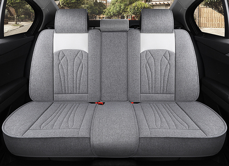 Car Seat Cushion Full Surround, Universal for All Seasons, Cartoon Linen Fabric Car Seat Cover, Special Seat Cover for Small Cars