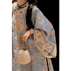 新中式国风晚清少奶奶复古印花蓝色上衣女2025新款清汉女改良汉服