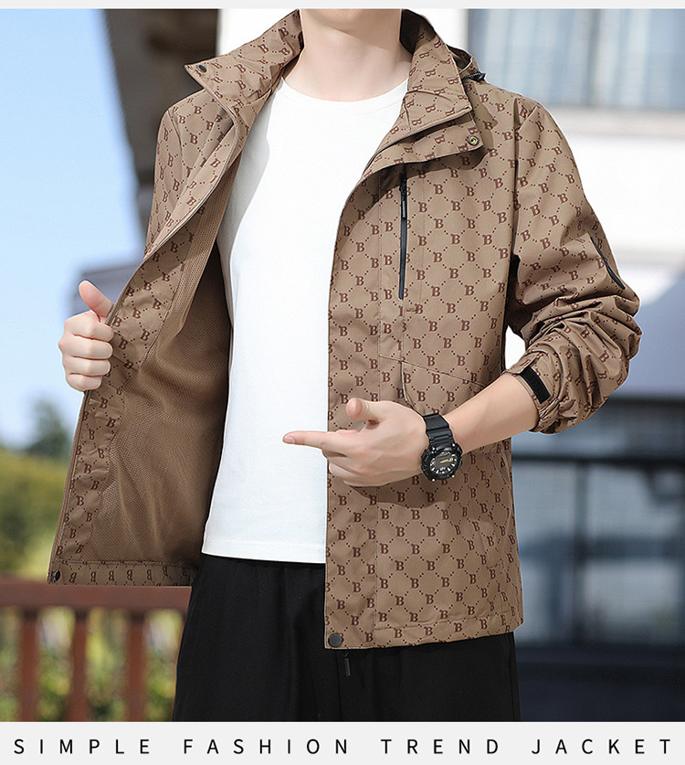 Giacca uomo con cappuccio antivento casual primavera autunno_voghion.com