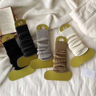 Socks Women's Autumn and Winter Mid-barrel Gray Calf Stacked Socks Yk2 Japanese-style Thick Knitted Long-barrel Leg Cover for Warm