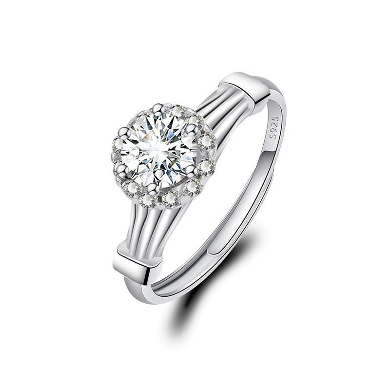 Adjustable wedding ring, 1‑carat style, light‑luxury design, multiple motif options