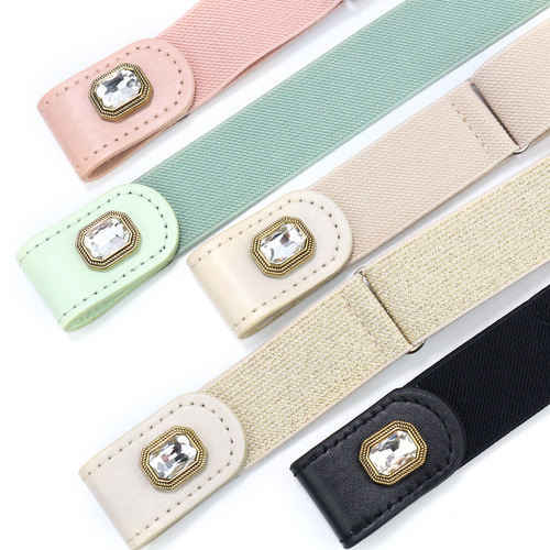 Xiaoxiangfeng Invisible Elastic Lazy Belt Women's Decorative Seamless Elastic Leopard Print Elastic Belt Upgraded Women's Belt