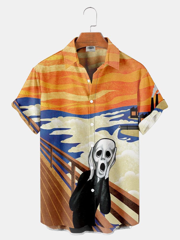 Serie Camisas estampadas Fabricantes de Halloween para hombres Hawaii Halloween Source Station Camisas digitales para hombres transfronterizos 3D