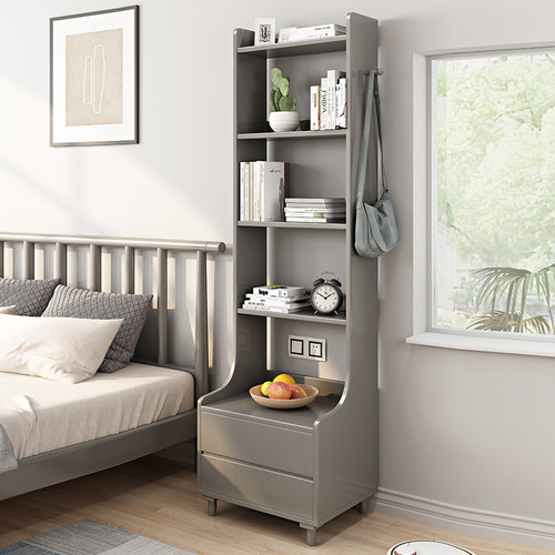 Bedside Storage Shelf, Nordic Solid Wood Bookshelf, Small Apartment Organizer, Simple Design for Home Use—Floor-Standing Storage Rack for Living Room & Bedroom