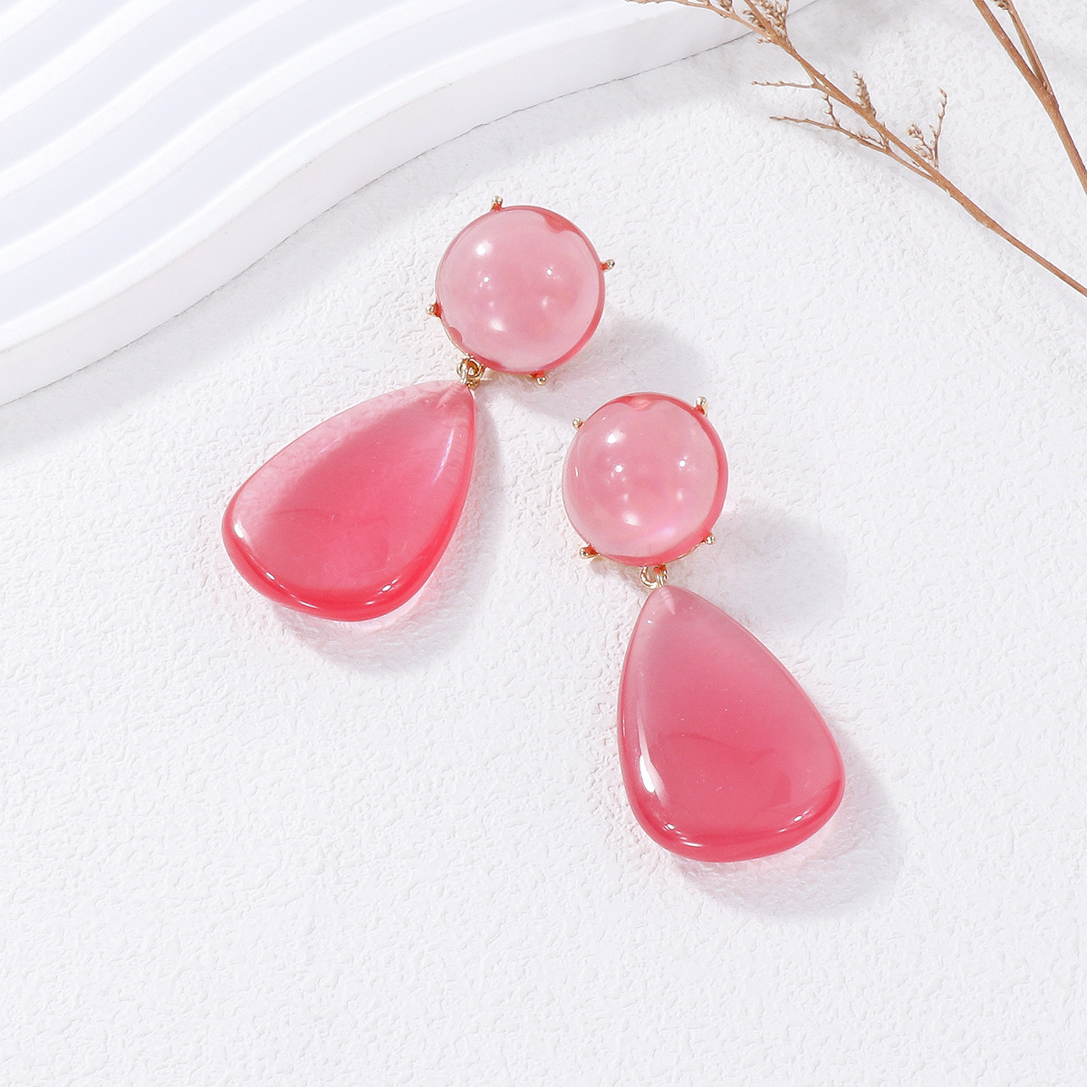 1 Par Casual Ronda Gotitas De Agua Esmalte Embutido Resina Resina Pendientes De Gota display picture 15