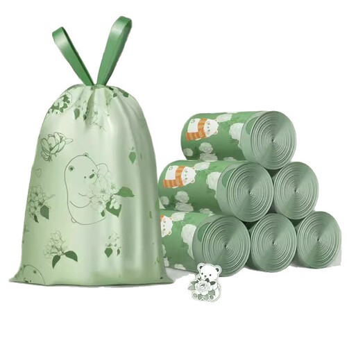 Reusable trash bags with drawstrings, household thick and durable, not easy to tear, hand-held disposable large trash bags with drawstrings
