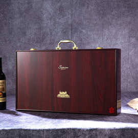红酒盒现货6支红酒木质礼盒手提式开合葡萄酒包装盒红酒礼品盒