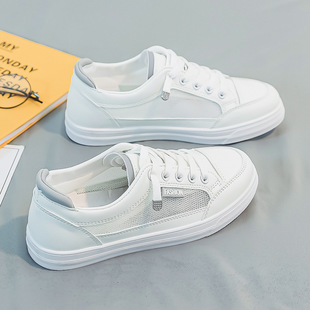 White shoes women's spring and summer 2025 new ins tide Joker flat shoes mesh shoes breathable mesh wholesale