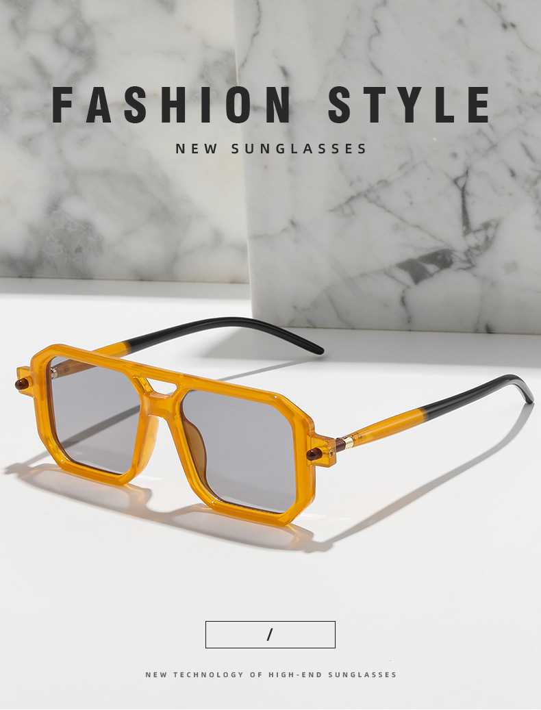 60g Weight Full Frame Glasses Structure Sunglasses Classification PC, UV400 Protection Lens Material Square Glasses Style Streetwear Geometric PC UV400 Protection Square Full Frame Men's Sunglasses