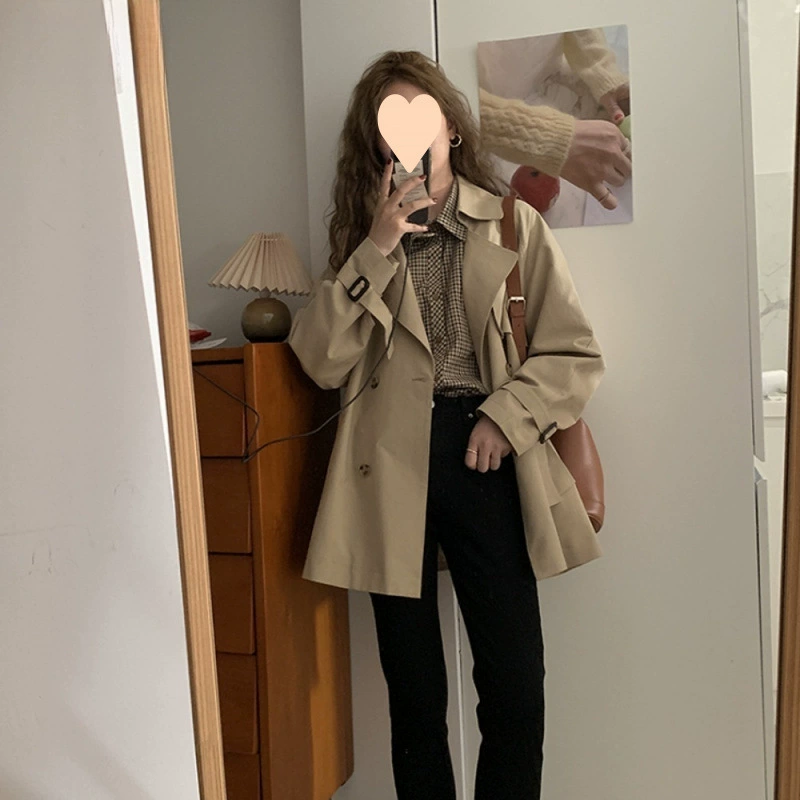 Autumn trench coat, short jacket, high-end, British style
