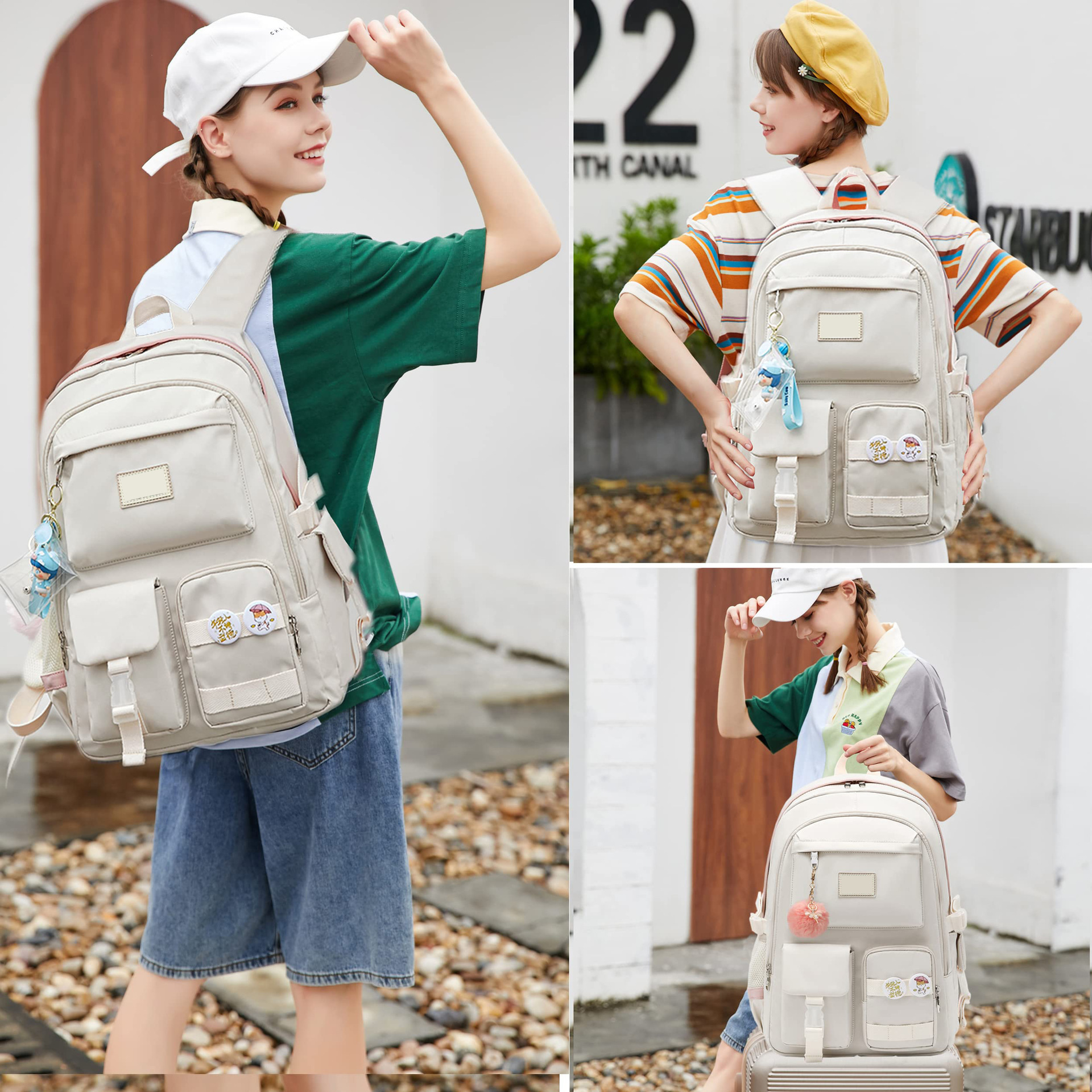 New female junior high school large capacity backpack for college students, computer bag_voghion.com