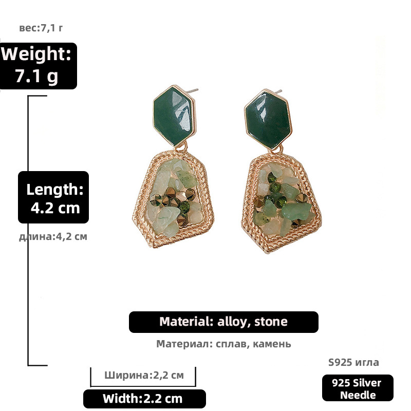 Wholesale Retro Inlaid Gravel Geometric Earrings Nihaojewelry display picture 2