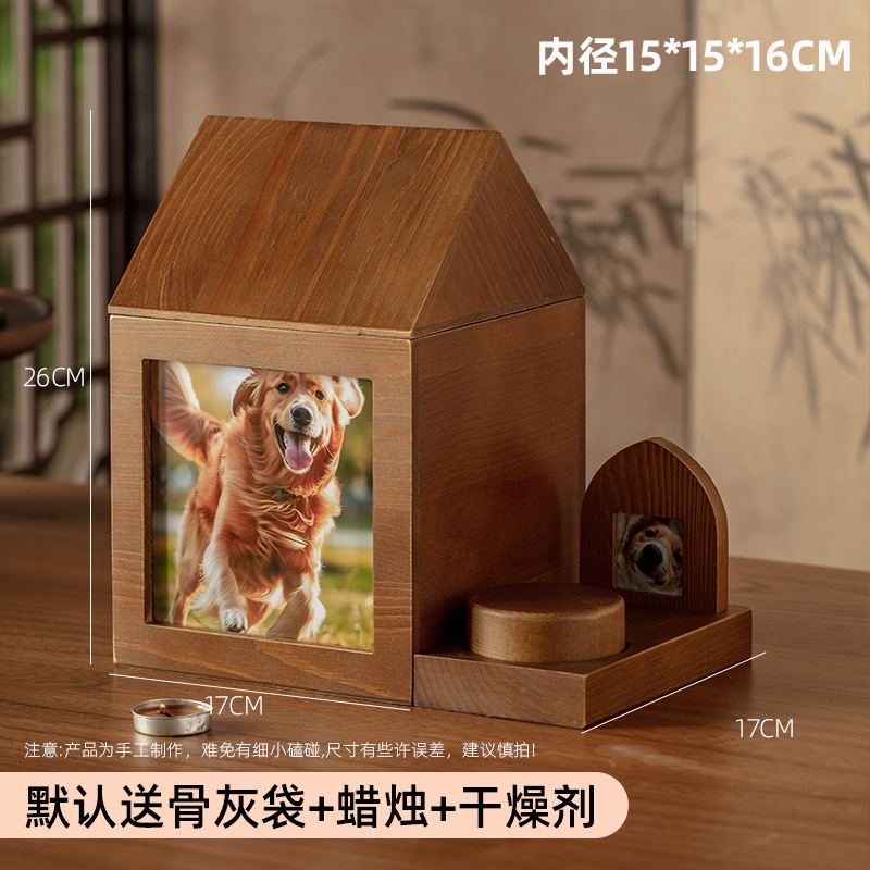 Pet conmemorativo cremación gatos y perros hacer urna ataúd cerámica funeraria madera sólida marco de fotos madera