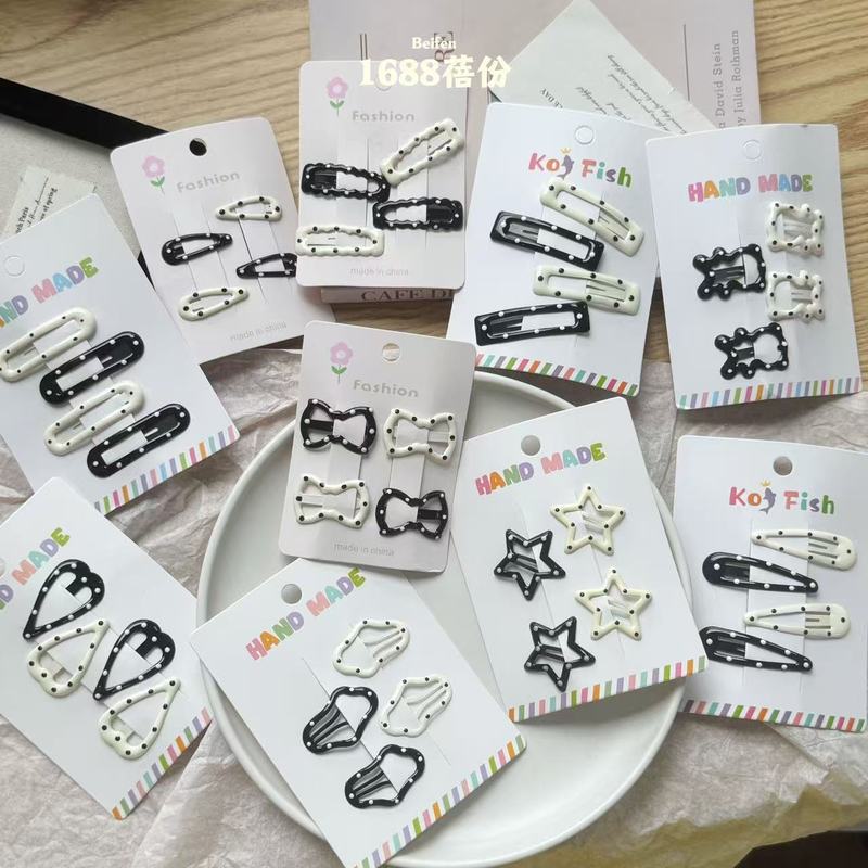 黑白色波点五角星儿童发夹甜美少女刘海夹侧边夹宝宝碎发BB夹发卡|undefined
