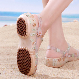 New Style Hole Shoes Women's Soft Sole Non-slip Hollow Breathable Nurse Toe Sandals Summer Vacation Outer Wear Beach Jelly Shoes
