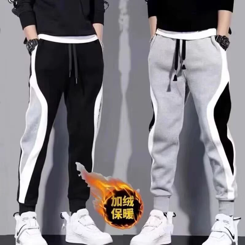 Мужские спортивные брюки, модный бренд, свободный крой, большие размеры, повседневные брюки, спортивные штаны, зауженный крой, универсальные брюки, на флисовой подкладке, в британском стиле.