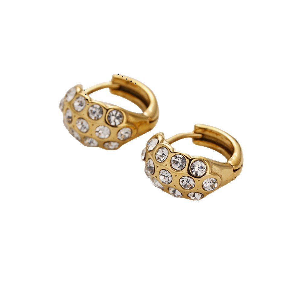 TENA Europa y los Estados Unidos transfronterizos galvanizados de acero inoxidable 18k aretes de oro ligero lujoso de alto nivel parecen cientos de aretes de diamantes para mujeres