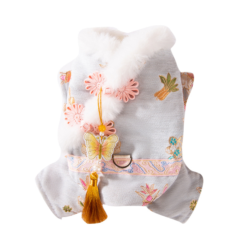 가을과 겨울의 털이없는 고양이 따뜻한 중국 나비 술 네 다리 탕 세트 개면 패딩 옷 애완 동물 새해 옷