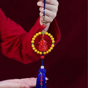 Cinnabar Fine High-Content Imperial Sand God of Wealth Car Hanging Original Design Exquisite Pendant Source Manufacturer