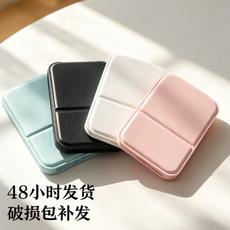 Espejo plegable pequeño espejo de cuero PU dormitorio estudiantil de belleza de escritorio portátil hogar dormitorio de escritorio espejo de maquillaje