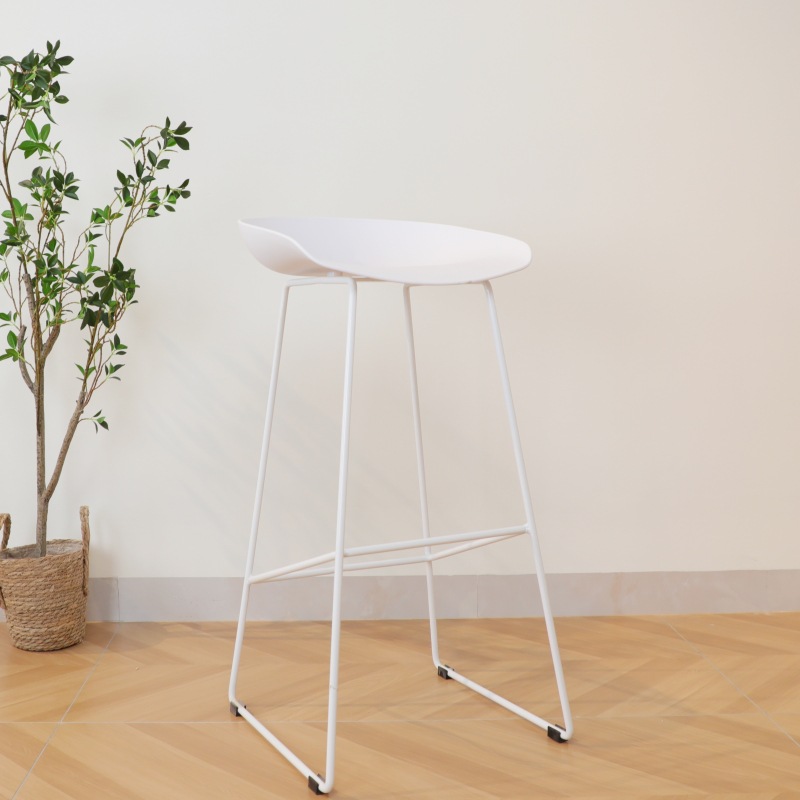 Silla de Bar nórdica moderna silla de Bar de plástico minimalista pierna reforzada ocio barra clara recepción Cafe silla alta