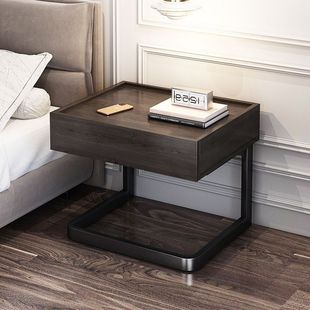 Italian Modern Minimalist Style Storage Bedside Table Light Luxury Bedroom Home Storage Style Assembly Easy to Install
