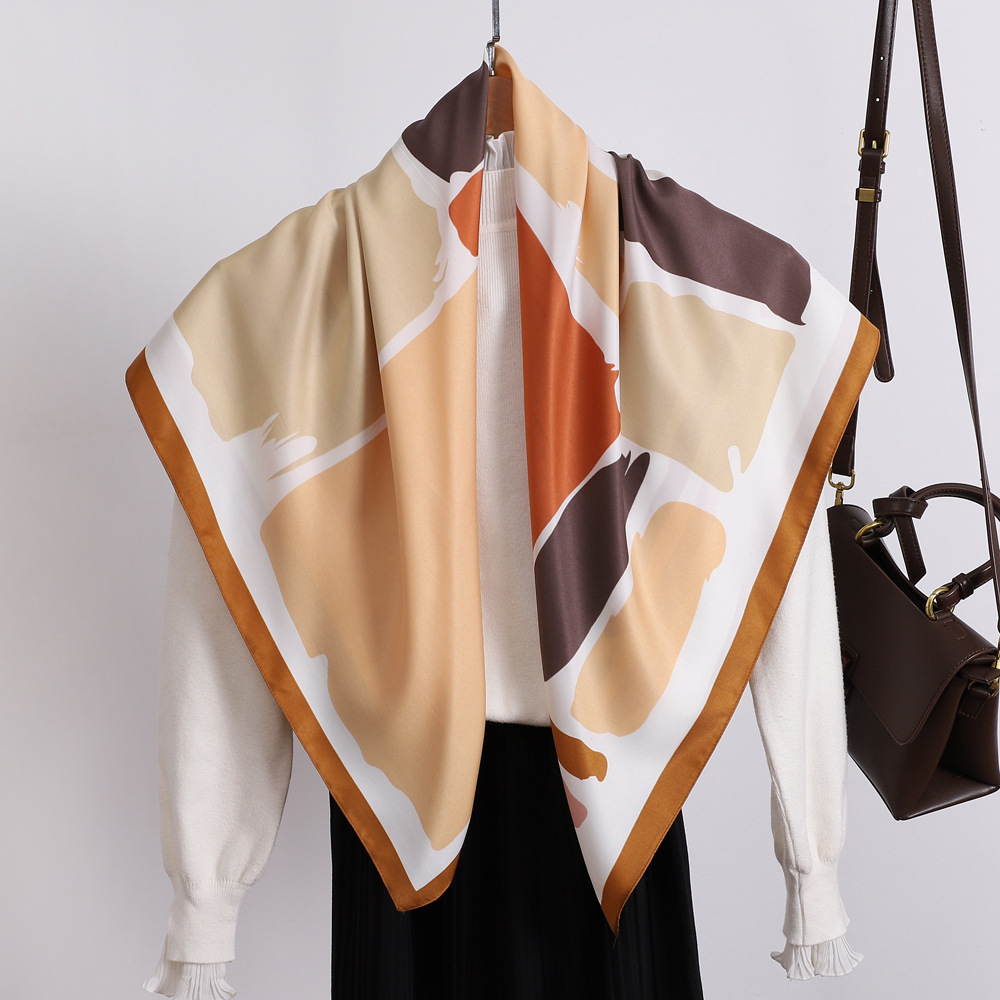 Square Scarf Geometric Print Women's Neck Shawl For Summer Style_voghion.com