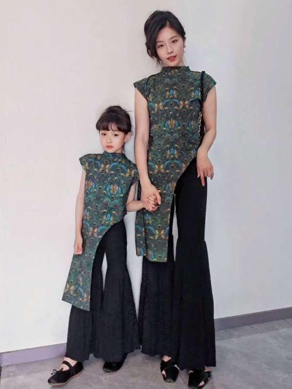 汉服女童旗袍2025新款儿童国风连衣裙大童复古提花新中式母女装薄|undefined