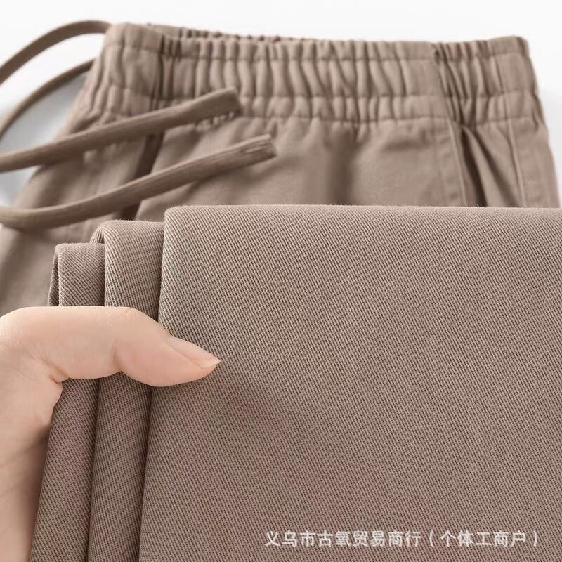 【100% pure cotton】Khaki 300G heavy weight Xinjiang cotton straight-leg pants for men, early autumn drapey casual sports sweatpants 【100% pure cotton】Khaki 300G heavy weight Xinjiang cotton straight-leg pants for men, early autumn drapey casual sports sweatpants