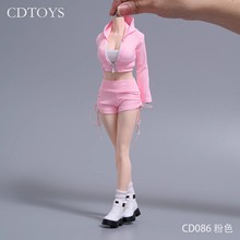 现货 cdtoys cd086  1/6女兵人服饰休闲运动服抽绳短裤套装实心鞋