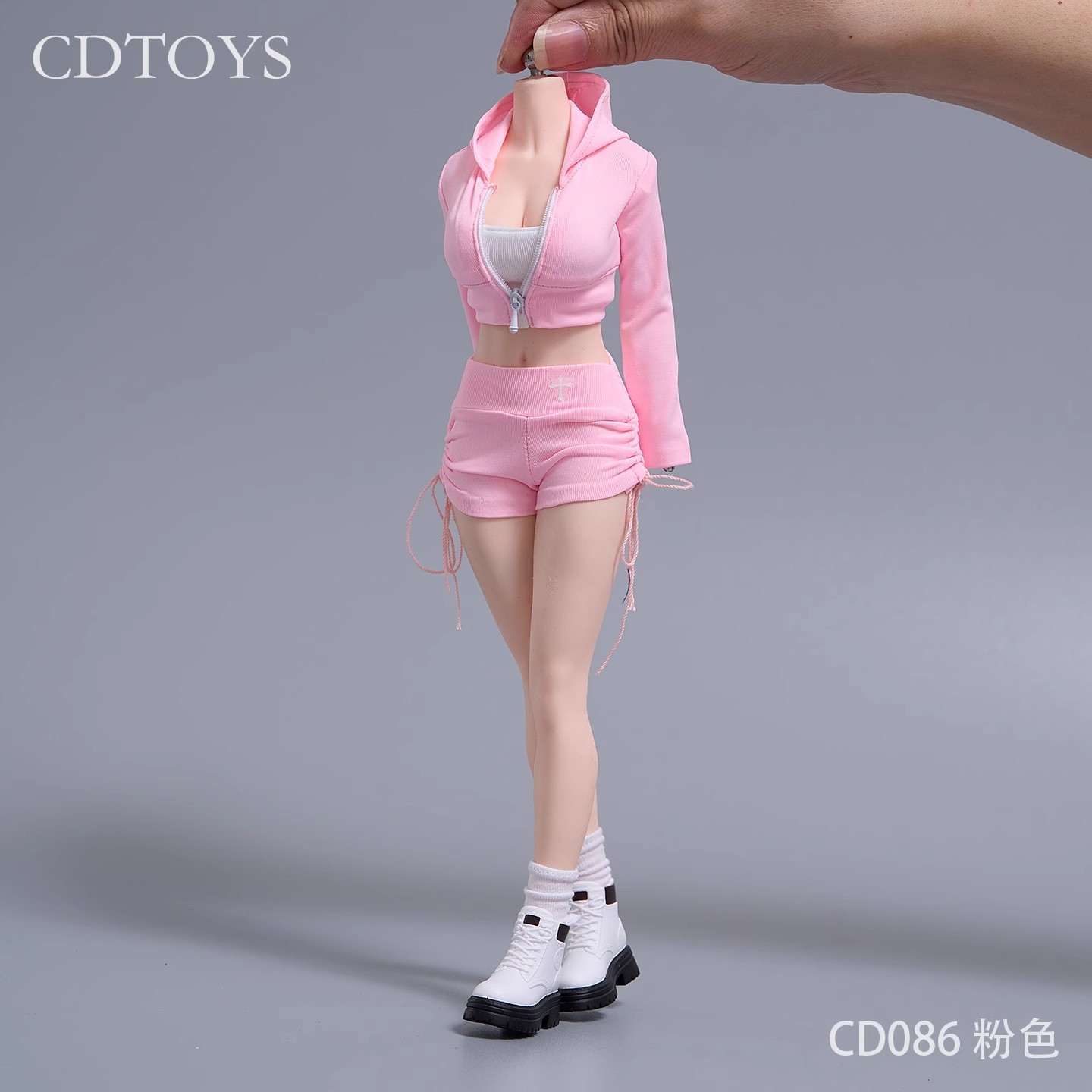 现货 cdtoys cd086  1/6女兵人服饰休闲运动服抽绳短裤套装实心鞋